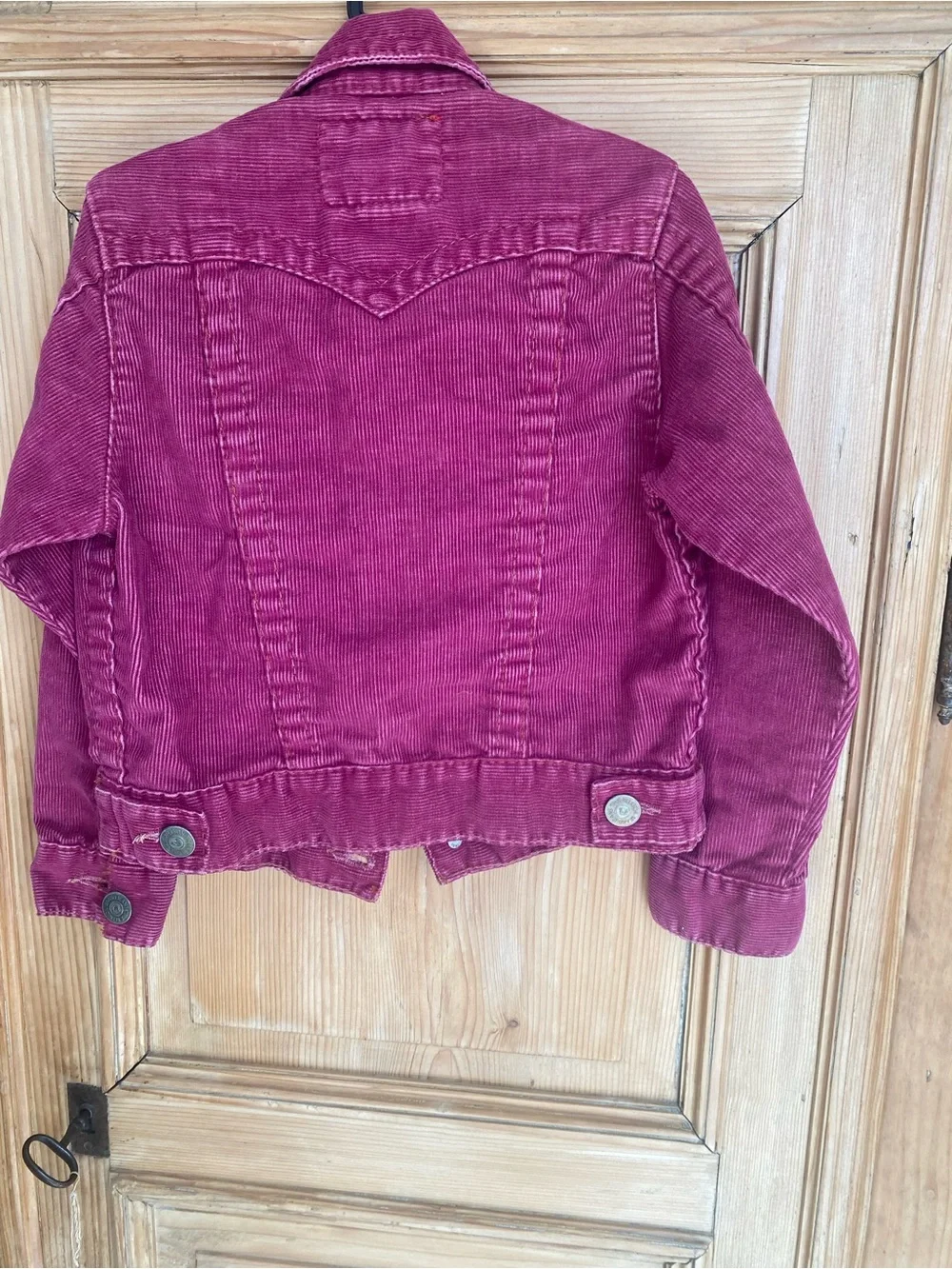 078–True Religion Kids Corduroy Jean Jacket in Raspberry